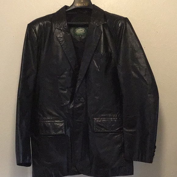 Mens genuine leather black suit jacket - Picture 1 of 3